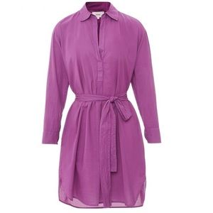 Xirena Blayke cotton poplin shirt dress in purple wine size XS